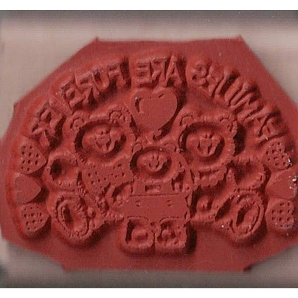 1992 Stampin' Up! FAMILIES ARE FOREVER Bears and Hearts Rubber Stamp - Picture 2 of 2